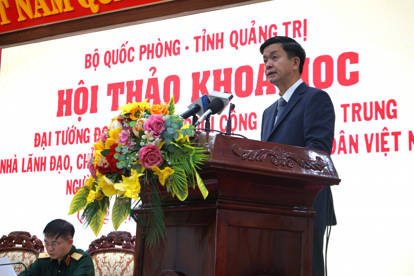 Đồng ch&iacute; L&ecirc; Quang T&ugrave;ng - UVTW Đảng, B&iacute; thư Tỉnh ủy, Trưởng đo&agrave;n đại biểu Quốc hội tỉnh Quảng Trị ph&aacute;t biểu tại hội thảo - Ảnh: L.T